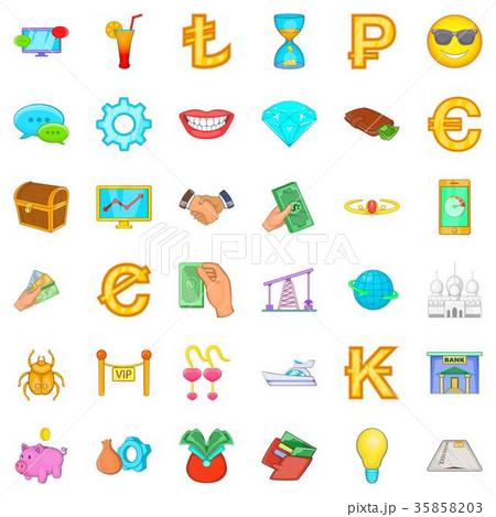 Riches icons set, cartoon style Riches icons set, cartoon style 35858203