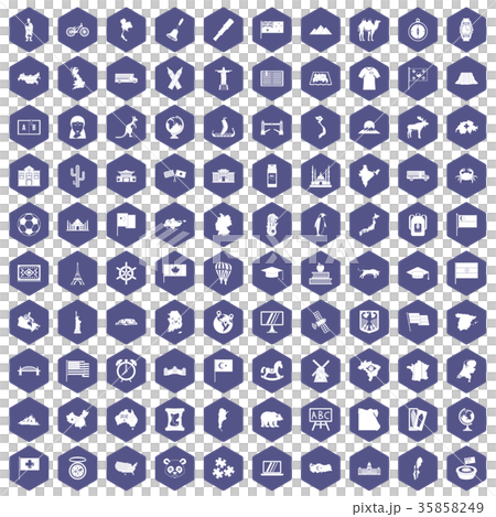 100 geography icons hexagon purple 100 geography icons hexagon purple 35858249