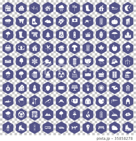 100 country house icons hexagon purple 100 country house icons hexagon purple 35858278