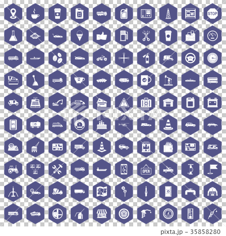 100 gas station icons hexagon purple 100 gas station icons hexagon purple 35858280