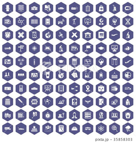 100 globe icons hexagon purple 100 globe icons hexagon purple 35858303