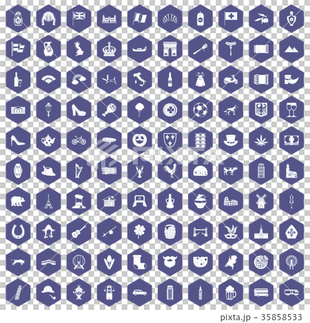 100 Europe icons hexagon purple 100 Europe icons hexagon purple 35858533