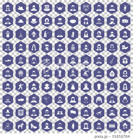 100 folk icons hexagon purple 100 folk icons hexagon purple 35858704