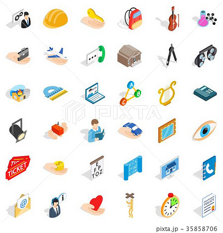 Good work icons set, isometric style Good work icons set, isometric style 35858706
