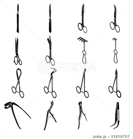 Surgeons tools icons set, simple style Surgeons tools icons set, simple style 35858707