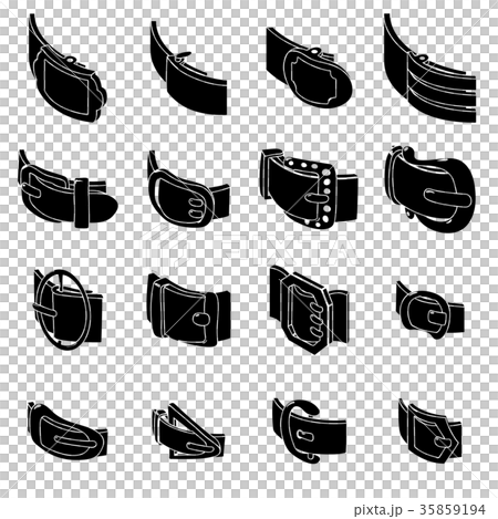 Belt buckle icons set, simple style 35859194