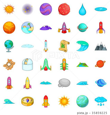 Astronomy icons set, cartoon style Astronomy icons set, cartoon style 35859225