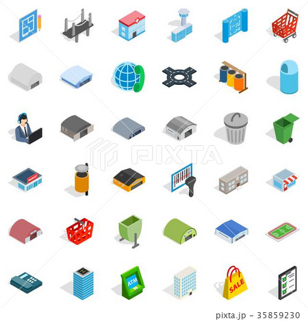 Town icons set, isometric style Town icons set, isometric style 35859230