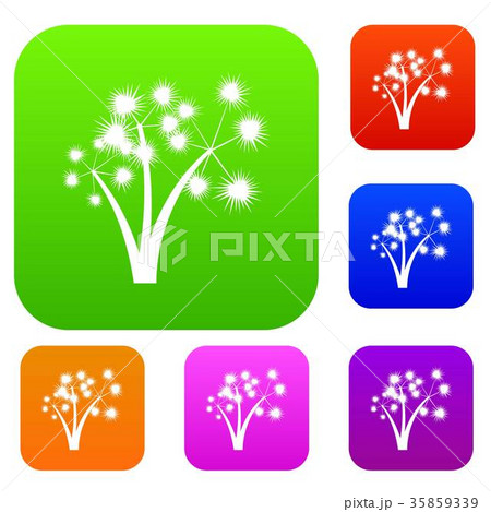 Three spiky palm trees set collection 35859339