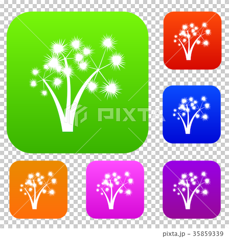 Three spiky palm trees set collection 35859339