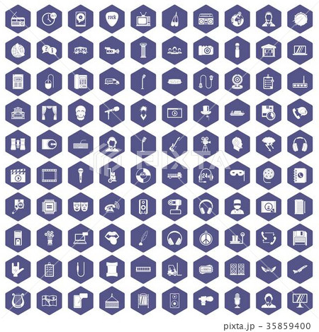 100 microphone icons hexagon purple 35859400