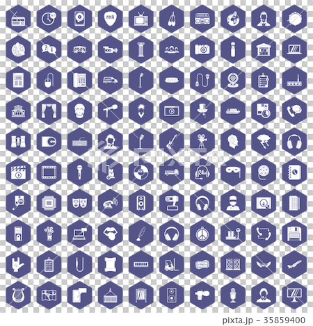 100 microphone icons hexagon purple 35859400