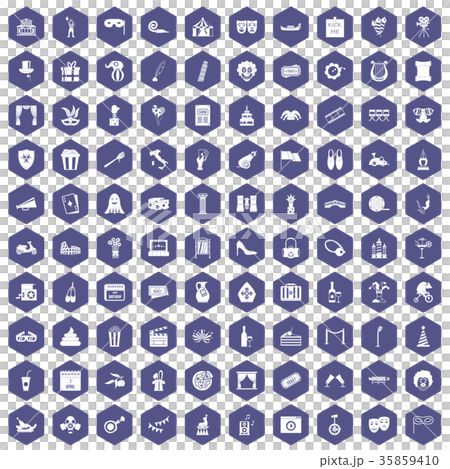 100 mask icons hexagon purple 35859410
