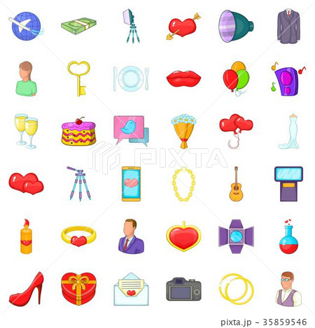 Great wedding icons set, cartoon style 35859546
