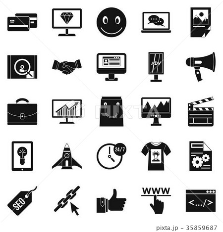 Online profit icons set, simple style 35859687