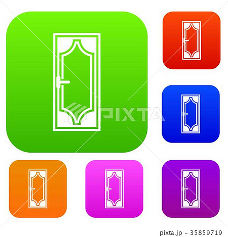 Wooden door with glass set collection 35859719