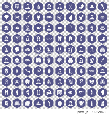 100 organ icons hexagon purple 100 organ icons hexagon purple 35859822