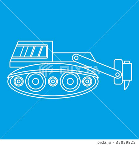 Excavator with hydraulic hammer icon outline 35859825