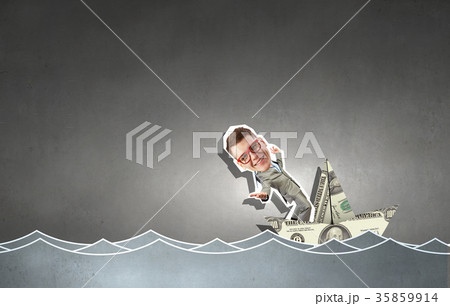 Man in dollar boat 35859914