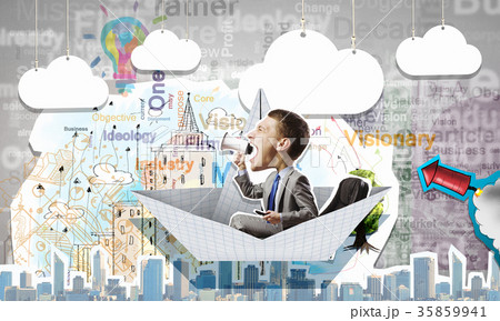 Man in paper boat Man in paper boat 35859941