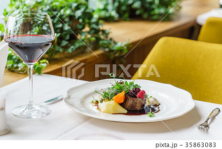 beef steak with berry sauce 35863083
