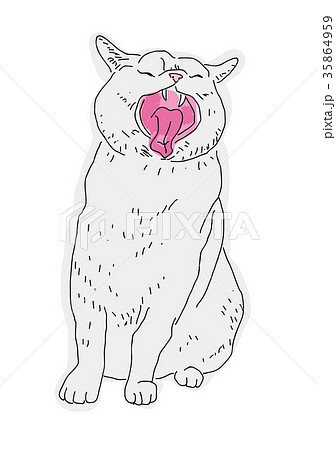 あくびをする猫のイラスト素材