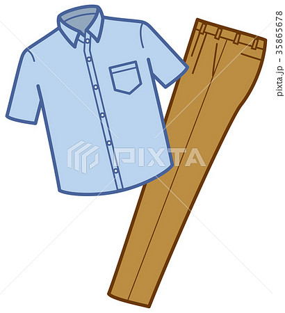 衣類 夏服カジュアル上下のイメージイラスト 男性用 のイラスト素材