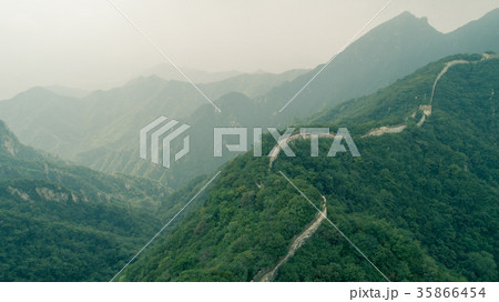 aerial view of the great wall in china 35866454