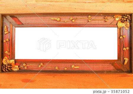 Hand made of photo frame on the wooden wall Hand made of photo frame on the wooden wall 35871052