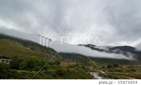 The mountain slope in lying cloud The mountain slope in lying cloud 35873054