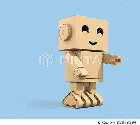 かわいい段ボール箱のロボットのイメージ コピースペース付き のイラスト素材