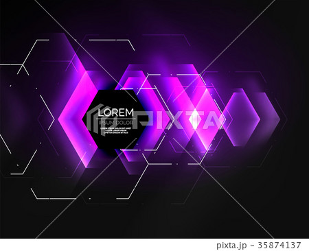Digital techno abstract background, glowing 35874137