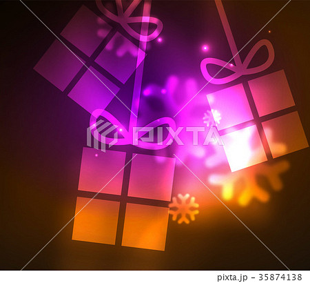 Glowing gift boxes with snowflakes, Christmas and 35874138