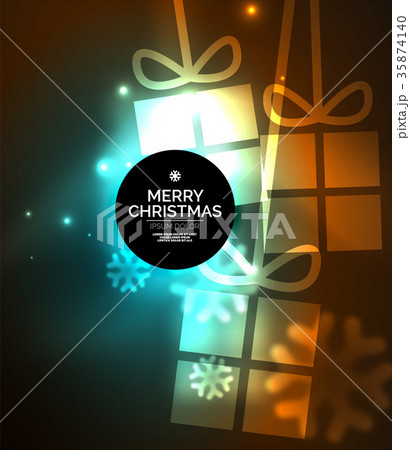 Glowing gift boxes with snowflakes, Christmas and 35874140