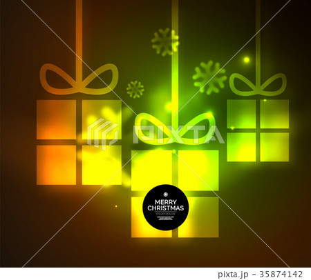 Glowing gift boxes with snowflakes, Christmas and 35874142