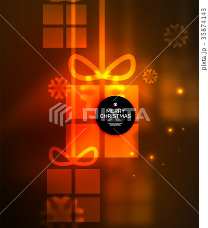 Glowing gift boxes with snowflakes, Christmas and 35874143