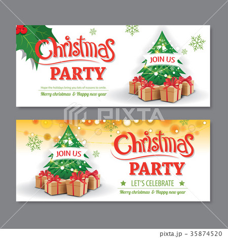 Invitation merry christmas party poster and card 35874520