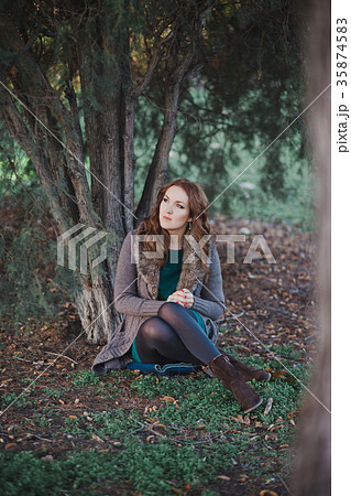 Mysterious adorable young brunette lady  Mysterious adorable young brunette lady  35874583