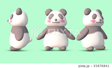 パンダ　3D CGイラスト　素材　正面　３パターン 35876841