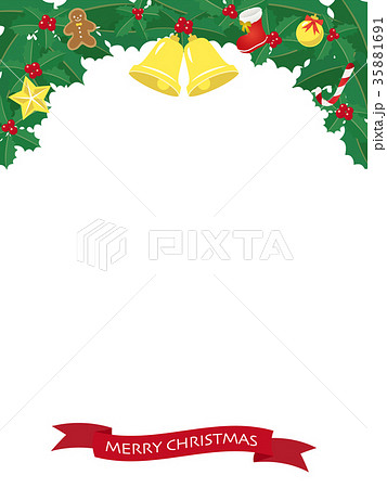 クリスマス 柊のフレーム素材のイラスト素材