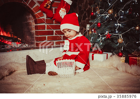 Christmas decorated fireplace 35885976