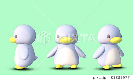 ペンギン 3d Cgイラスト 素材 正面 ３パターンのイラスト素材