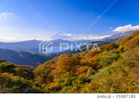 紅葉の箱根大観山から富士山 35887180