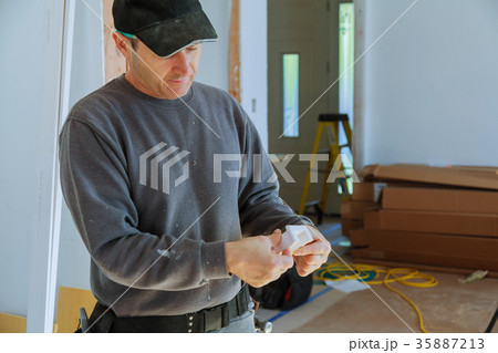 A carpenter works on woodworking Man A carpenter works on woodworking Man 35887213