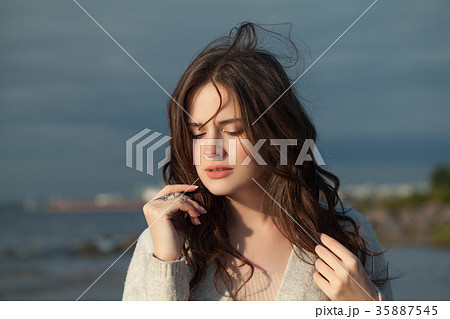 Portrait of Beautiful Woman Outdoor 35887545