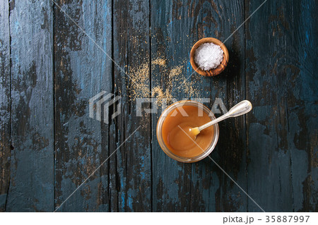 Homemade salted caramel sauce 35887997