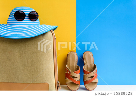 set travel and vacation with Blue hat sunglasses set travel and vacation with Blue hat sunglasses 35889328
