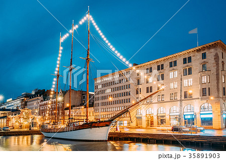 Helsinki, Finland. Old Wooden Sailing Vessel Ship Helsinki, Finland. Old Wooden Sailing Vessel Ship 35891903