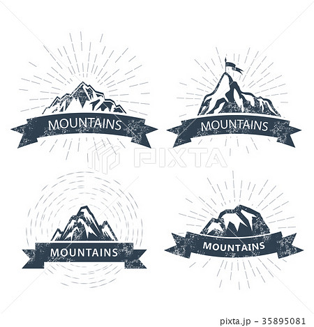 Mountain Peaks Labels And Emblems Ski Resortのイラスト素材