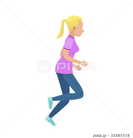 Young Blonde Girl in Slinky Sport Form Running Young Blonde Girl in Slinky Sport Form Running 35895558